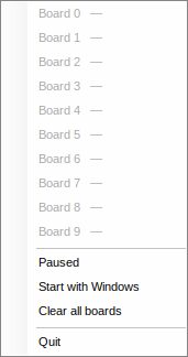 The frothedboard tray menu with ten empty boards.